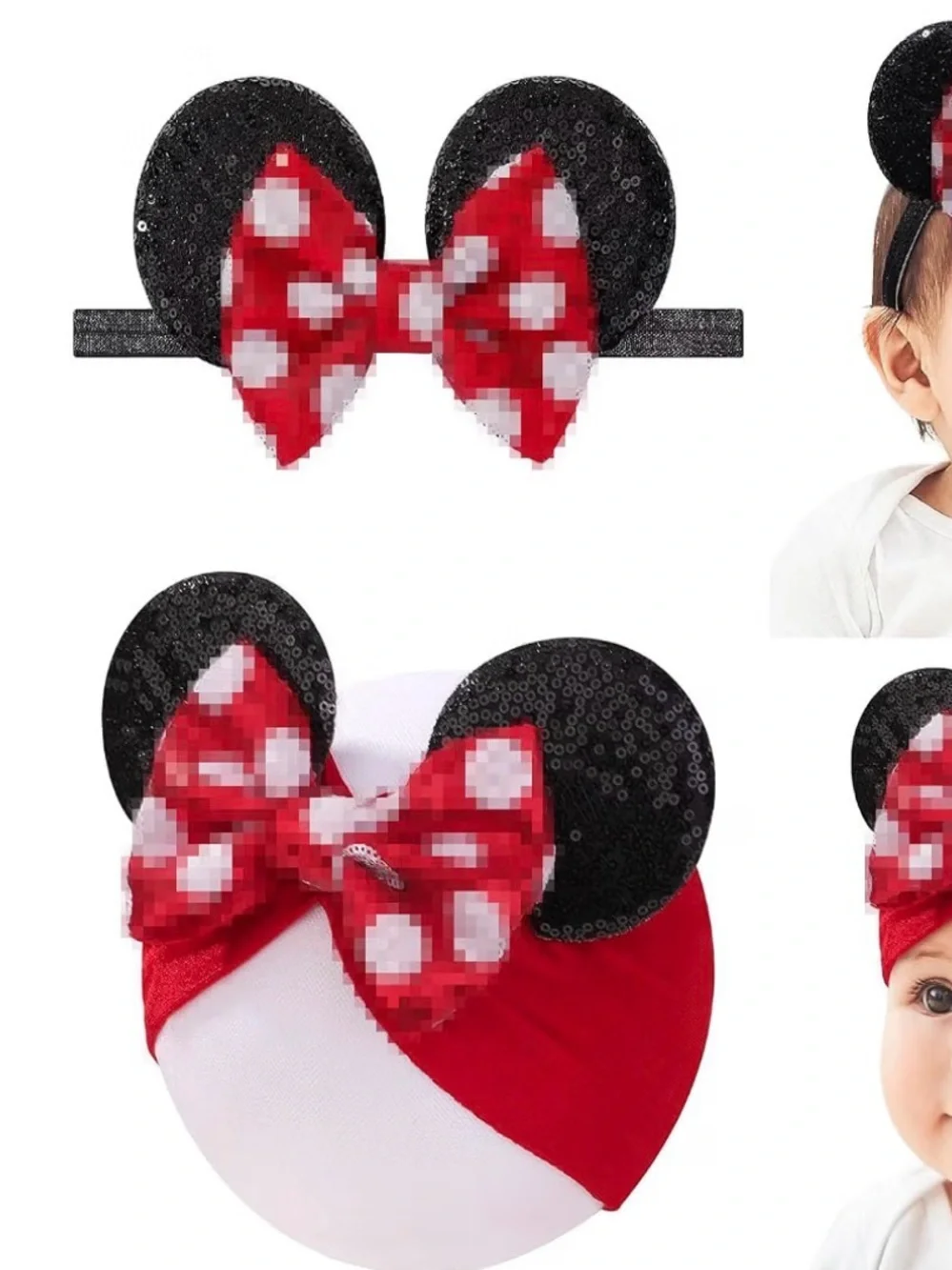 Minnie mouse Red Polka Dot Baby Romper with Black Bow & Headband